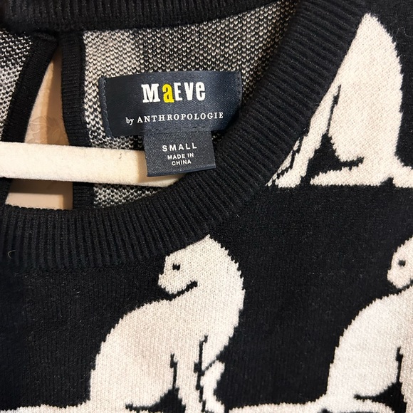 Anthropology Maeve Cat Sweater Top S Black White Kitty Knit NWT - Picture 4 of 10